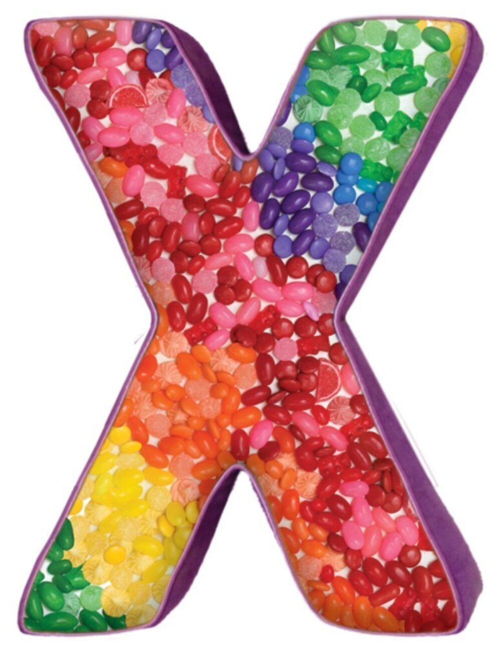 3521 Lettermania X Initial 16" Jelly Candy Print Fleece-Backed Microbead